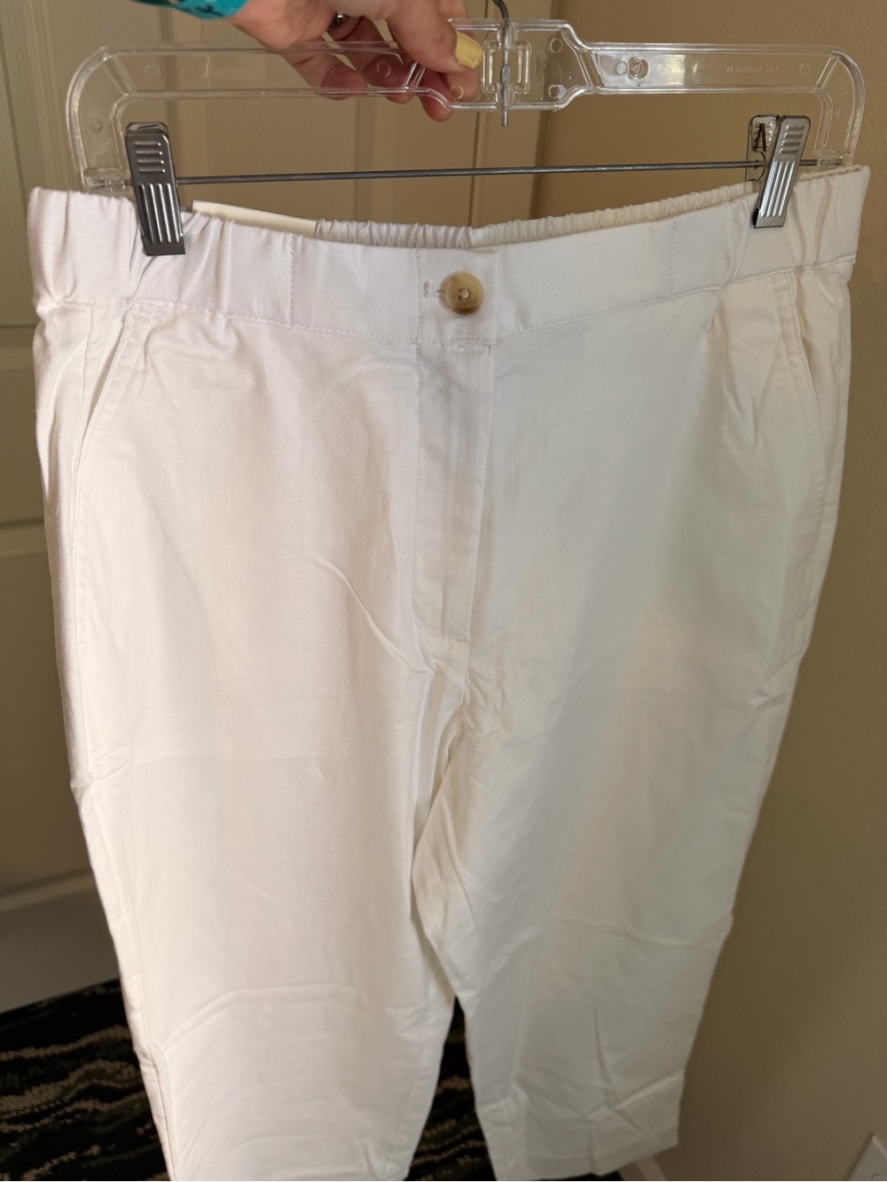 Banana Republic White tapered linen-blend pull on ankle pant Size M #166 - Picture 5 of 14